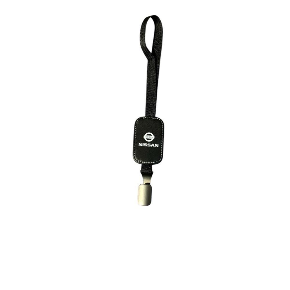 Nissan Headrest Car Hook-Black Leather W/ Metal Hook NIP Measures 11.5” Logo